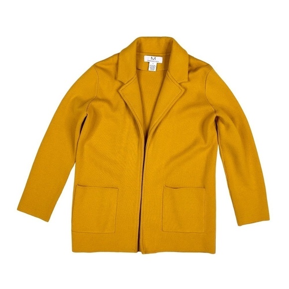 Magaschoni gold yellow wool-blend fall open blazer pockets lapel jacket small - Picture 7 of 16